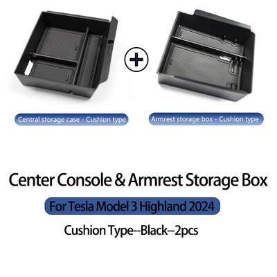 Za model 3 Highland 2024 Središnja konzola i kutija za odlaganje naslona za ruke Flocking ABS pladanj Središnji organizator 2024 Tesla Model3 Dodaci