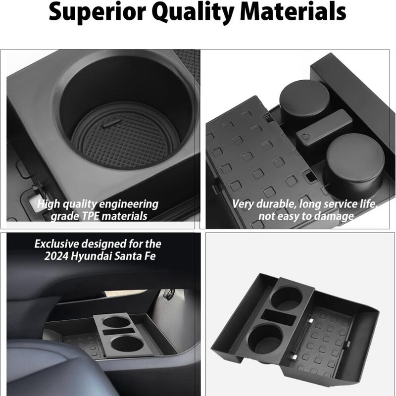 2 бр. За 2024 Hyundai Santa Fe Органайзер за централна конзола Подлакътник Съхранение Долна конзола Органайзер Тава за съхранение Държачи за напитки