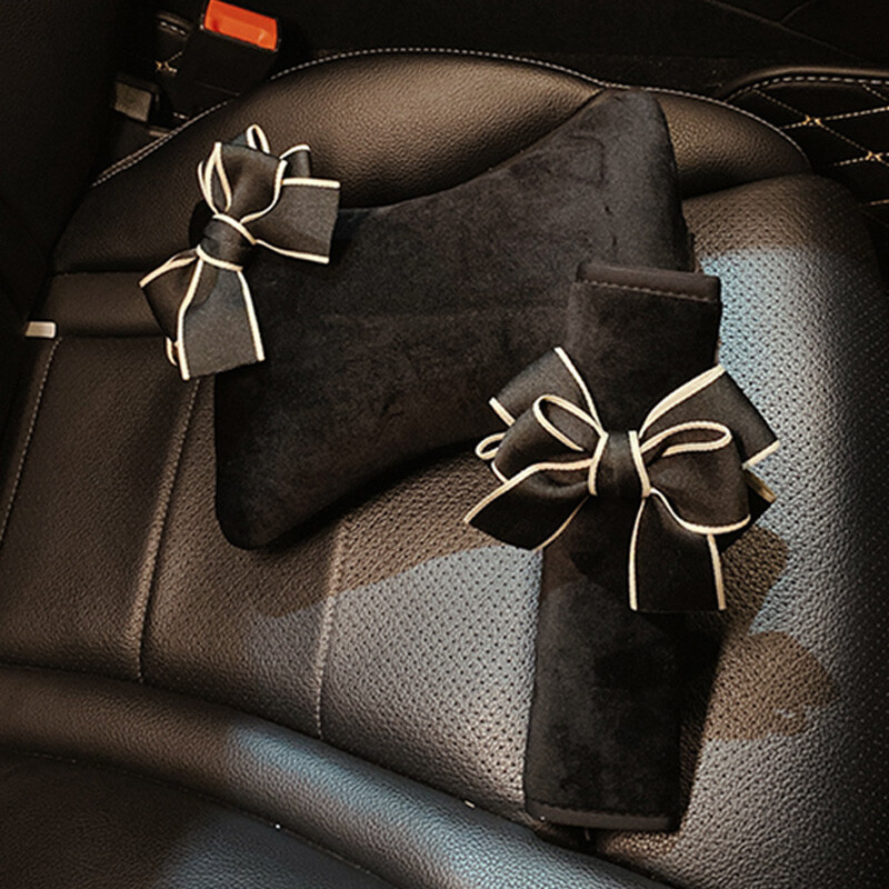 Fashion Bowknot Scaun universal pentru mașină tetiera pernă pentru gât Suport pentru talie automată Centura de siguranță Accesorii pentru mașină Interior pentru femei