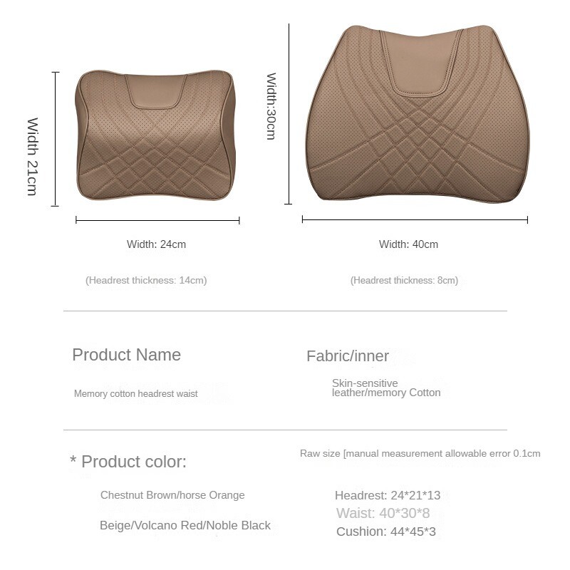 Set de perne pentru tetiera auto pentru cusut din piele Suport lombar automat pentru talie Scaun cu spumă cu memorie Accesorii perne de protecție pentru gât