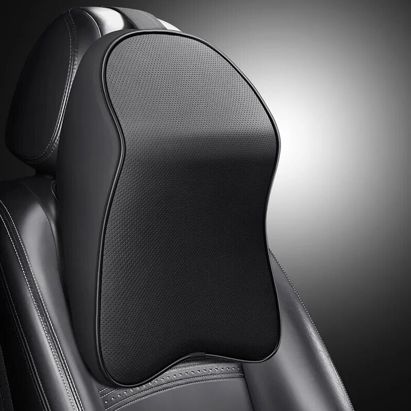 Tetiera din piele Nappa 3D din spumă cu memorie, pernă pentru gât pentru mașină, suport pentru gât, pentru ameliorarea durerii în mașină, suport pentru gât de călătorie