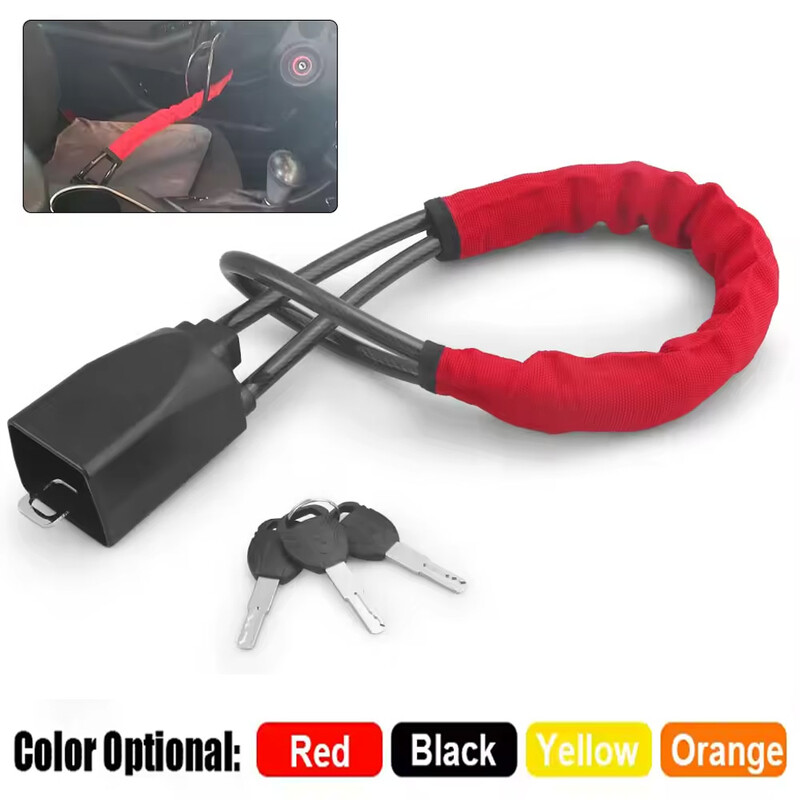 Заключване на волана на автомобила с гнездо за предпазен колан Стоманено въже за камион SUV Ван RV с 3 ключа Универсално устройство за защита срещу кражба