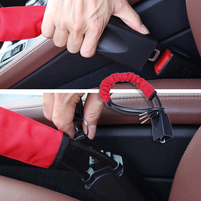 Čelični uređaj za zaključavanje upravljača protiv krađe s uvlačnim podebljanim kabelom otpornim na posjekotine, kopčom sigurnosnog pojasa za automobile i SUV vozila