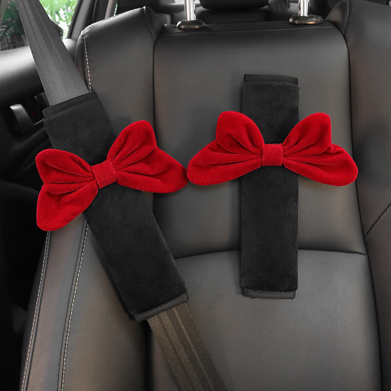 1buc drăguț de desene animate roșu bowknot mașină pernă pentru gât universal pentru scaun auto tetiera suport centură de siguranță accesorii auto pentru femei