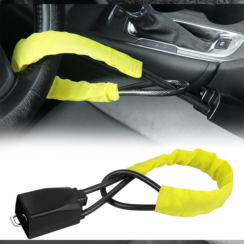 Универсално заключване на волана на колата с катарамите за предпазни колани Здраво заключване за камион SUV Ван RV Предотвратяване на кражба против заключване на устройства