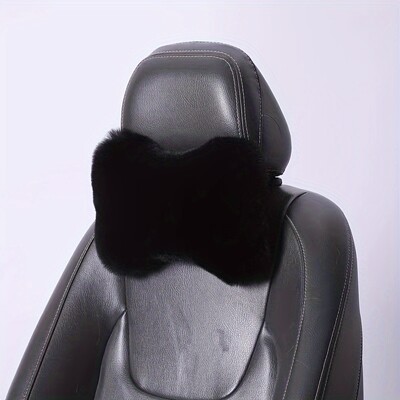 Pachet unic pernă pentru tetieră pentru mașină, imitație de iepure, set de pernă pentru scaunul de mașină de pluș pentru gât, consumabile de interior