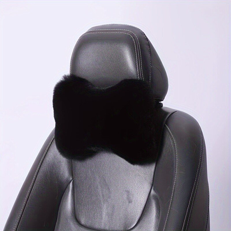 Pachet unic pernă pentru tetieră pentru mașină, imitație de iepure, set de pernă pentru scaunul de mașină de pluș pentru gât, consumabile de interior