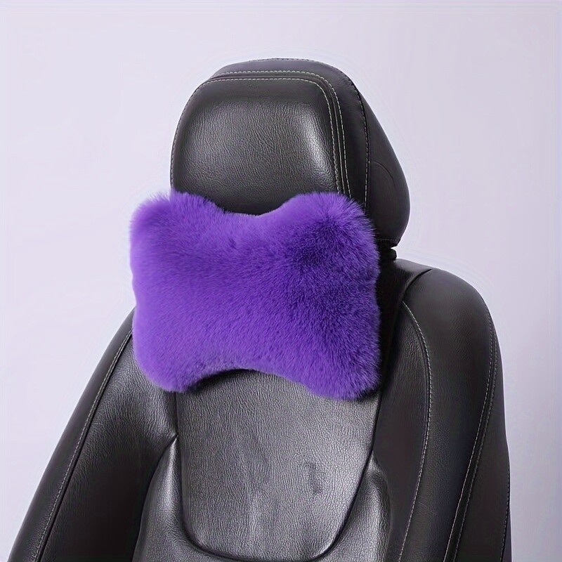 Pachet unic pernă pentru tetieră pentru mașină, imitație de iepure, set de pernă pentru scaunul de mașină de pluș pentru gât, consumabile de interior