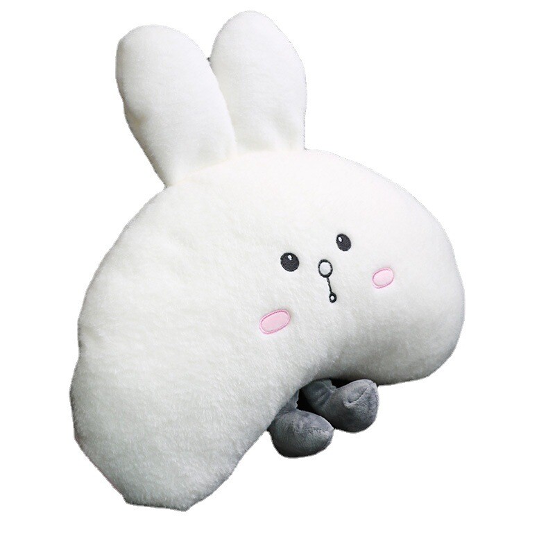 1 buc pernă drăguță pentru gât, iepure alb, cu animale din desene animate, tetieră, odihnă de călătorie, accesorii pentru interiorul mașinii, cadou creativ