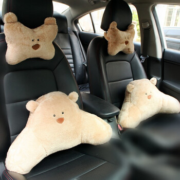 Cute Bear Ζώο Μαξιλάρι Προσκέφαλου Αυτοκινήτου Lovely Auto Seat Υποστήριξη κεφαλιού Προστασία λαιμού Μαξιλάρι βελούδινα αυτοκίνητα Κιτ αυτοκινήτου οσφυϊκού στηρίγματος