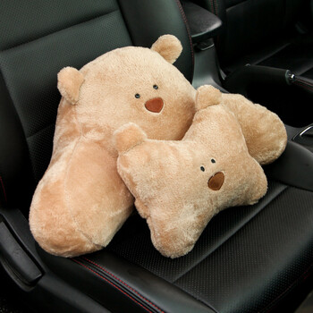 Cute Bear Ζώο Μαξιλάρι Προσκέφαλου Αυτοκινήτου Lovely Auto Seat Υποστήριξη κεφαλιού Προστασία λαιμού Μαξιλάρι βελούδινα αυτοκίνητα Κιτ αυτοκινήτου οσφυϊκού στηρίγματος