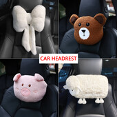 Pluș Bowknot Tetiera pentru mașină Animal de desene animate Oaie Anime Urs Porc Protector pentru gât Crab Creativ Auto Aruncă Pernă Accesorii pentru mașină