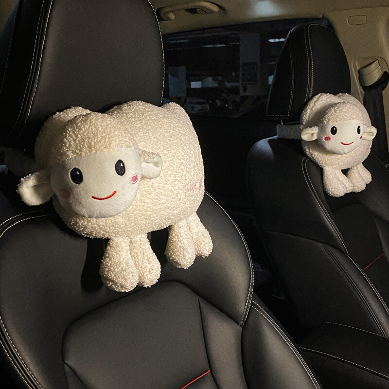 Pluș Bowknot Tetiera pentru mașină Animal de desene animate Oaie Anime Urs Porc Protector pentru gât Crab Creativ Auto Aruncă Pernă Accesorii pentru mașină