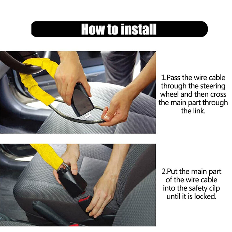 Universalus vairo užraktas, apsaugantis nuo vagystės, saugos diržo užraktas su 2 rakteliais automobilio visureigio golfo vežimėliui