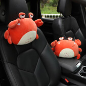Pernă de pluș pentru mașină de desene animate Tetiera leu drăguț în formă de crab pernă moale pentru protecție a gâtului pentru cap Accesorii pentru mașină Interior femeie