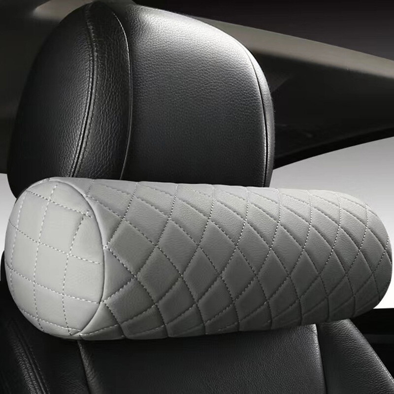Luksusa automašīnas sēdekļa kakla spilvena galvas balsts automašīnas ādas atmiņas krēsls dzemdes kakla spilvens biroja krēsla sēdeklis, elpojošs cilindrisks galvas balsts