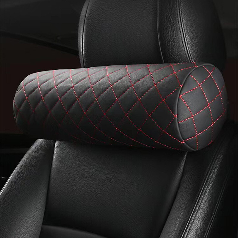 Luksusa automašīnas sēdekļa kakla spilvena galvas balsts automašīnas ādas atmiņas krēsls dzemdes kakla spilvens biroja krēsla sēdeklis, elpojošs cilindrisks galvas balsts