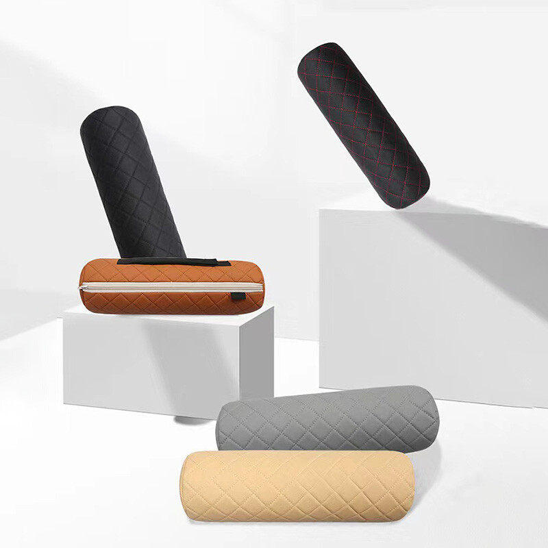 Luksusa automašīnas sēdekļa kakla spilvena galvas balsts automašīnas ādas atmiņas krēsls dzemdes kakla spilvens biroja krēsla sēdeklis, elpojošs cilindrisks galvas balsts
