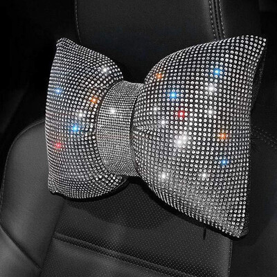 Automašīnas dimanta priekšgala galvas balsts kakla spilvens Creative Hot Rhinestone dāmu sēdekļa spilvens salona apdares aksesuāri 7 krāsu izvēle