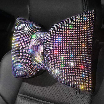 Automašīnas dimanta priekšgala galvas balsts kakla spilvens Creative Hot Rhinestone dāmu sēdekļa spilvens salona apdares aksesuāri 7 krāsu izvēle