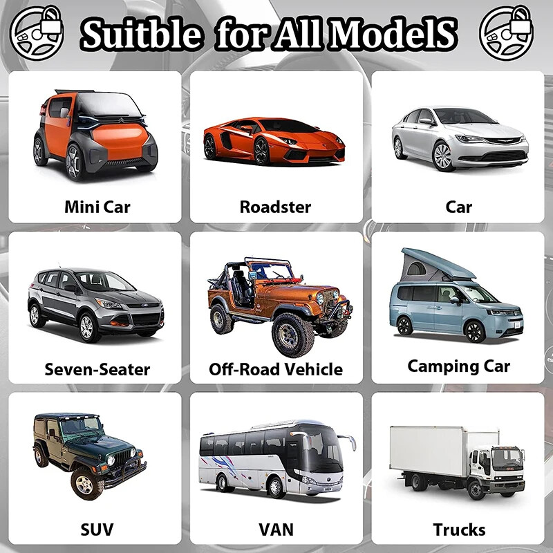 Universalus automobilio vairo užraktas su saugos diržų sagtimis Tvirtas užraktas, apsaugantis nuo vagystės, užraktas sunkvežimių visureigiams mikroautobusams