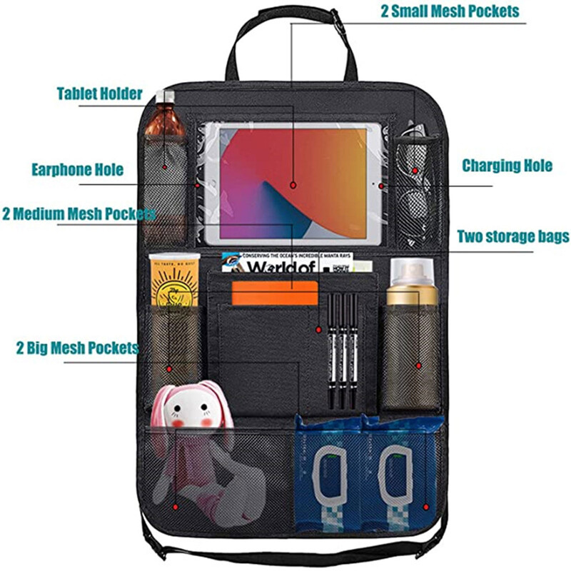 Organizator pentru scaunul din spate al mașinii Geantă de depozitare pentru scaunul din spate auto cu suport pentru tabletă cu ecran tactil pentru copii Husă de protecție universală pentru călătorie
