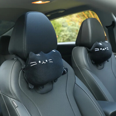 1 чифт карикатура Сладка котка Столче за кола Облегалка за глава Плюшена подложка Безопасна възглавница Creative Corgi Кола Възглавница за врата Kawaii Автомобилни аксесоари Интериор