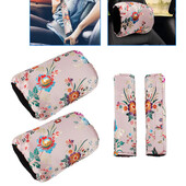 2 para starokineskog stila cvjetnog jastuka za naslon za glavu + komplet presvlaka za pojas automobila