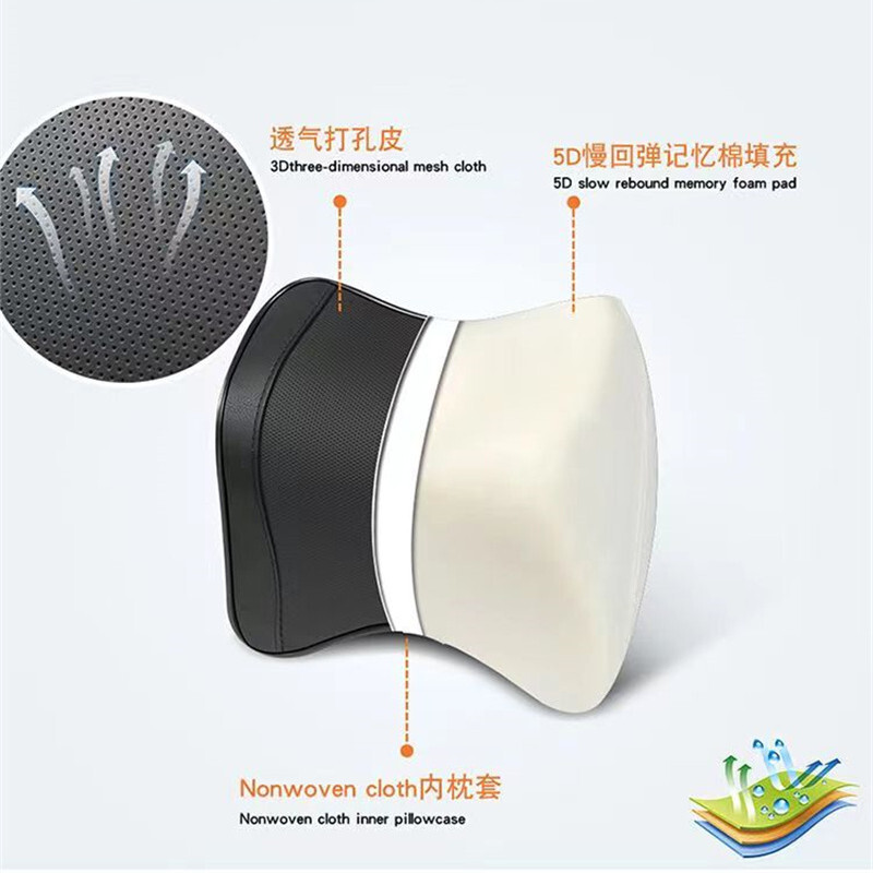 Pernă pentru tetiera pentru gât pentru mașină Pernă de sprijin pentru cap Perna de sprijin pentru cap pentru mașină, spumă cu memorie, respirabilă, protecție lent pentru rebound, pernă lombară pentru mașină, universală