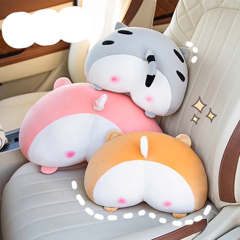 Pluș Corgi Dog Butt Car Perna pentru gât Pernă drăguță pentru mașină Pig Butt Lombar Set Set Creative Cartoon Car Car Cartoon Perna pentru gât Accesorii