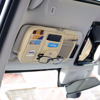 Autós napellenző tárolótáska bőr többfunkciós szemüveg telefon tárolótáska Volvo S60 S90 XC40 XC60 V90 S40 S80L tartozékokhoz
