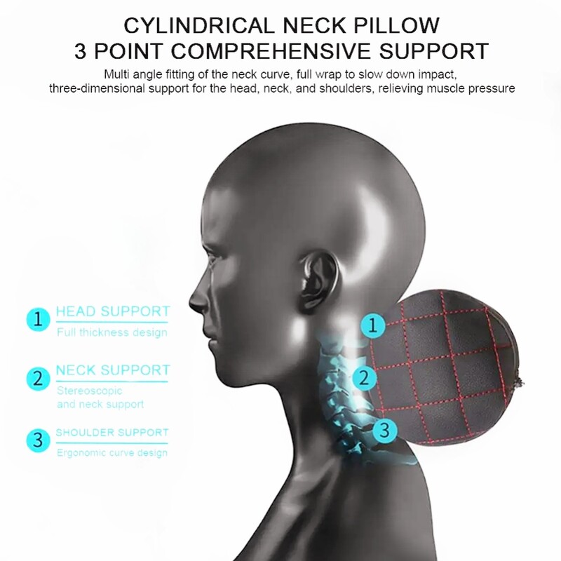Cilindru universal super moale din piele Tetiera pentru mașină, cu spumă cu memorie, respirabilă, pernă pentru cap, suport pentru gât, pernă de odihnă, accesorii auto
