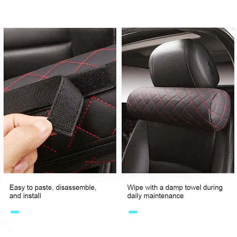 Cilindru universal super moale din piele Tetiera pentru mașină, cu spumă cu memorie, respirabilă, pernă pentru cap, suport pentru gât, pernă de odihnă, accesorii auto