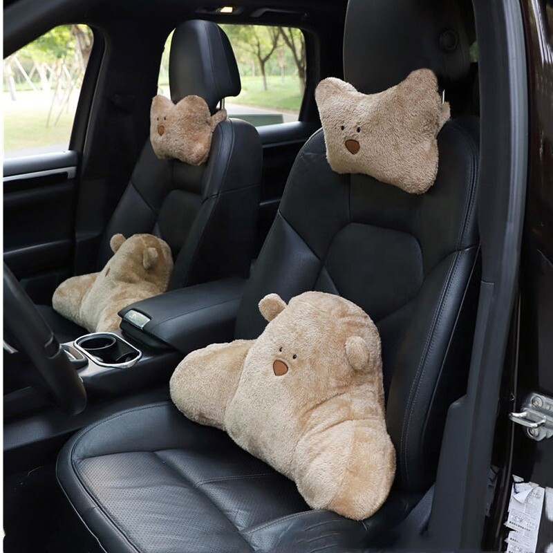 Naslon za glavu automobila Jastuk za vrat Plišani medvjed Naslon za glavu automobila Lumbalni jastučić Kreativno slatka oprema za unutrašnjost automobila