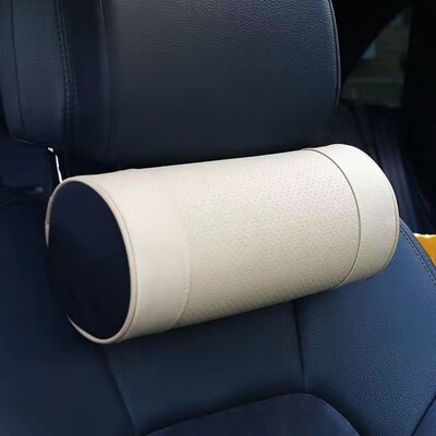 Pernă pentru gât mașină din spumă cu memorie/piele naturală auto cervical rulou rotund scaun de birou susține tetieră suport pernă pernă neagră