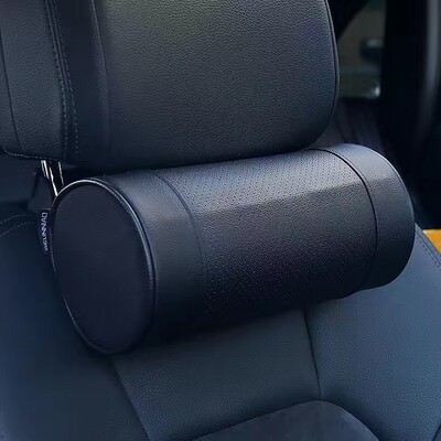 Pernă pentru gât mașină din spumă cu memorie/piele naturală auto cervical rulou rotund scaun de birou susține tetieră suport pernă pernă neagră