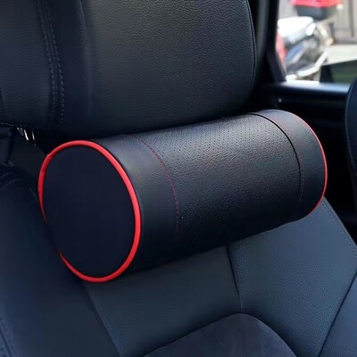 Pernă pentru gât mașină din spumă cu memorie/piele naturală auto cervical rulou rotund scaun de birou susține tetieră suport pernă pernă neagră
