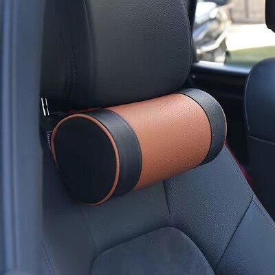 Pernă pentru gât mașină din spumă cu memorie/piele naturală auto cervical rulou rotund scaun de birou susține tetieră suport pernă pernă neagră