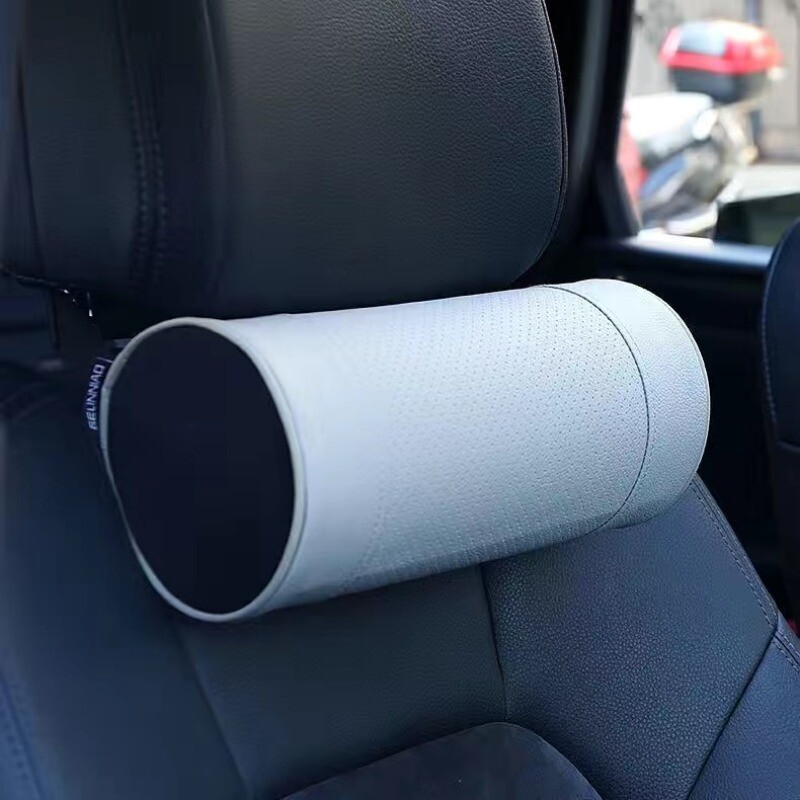 Pernă pentru gât mașină din spumă cu memorie/piele naturală auto cervical rulou rotund scaun de birou susține tetieră suport pernă pernă neagră