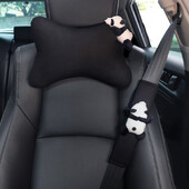 Slatka crtana lutka Panda Ice Silk Dodaci za unutrašnjost automobila Sjedalo Naslon za glavu Jastuk za vrat Potpora Univerzalna navlaka za auto sigurnosni pojas