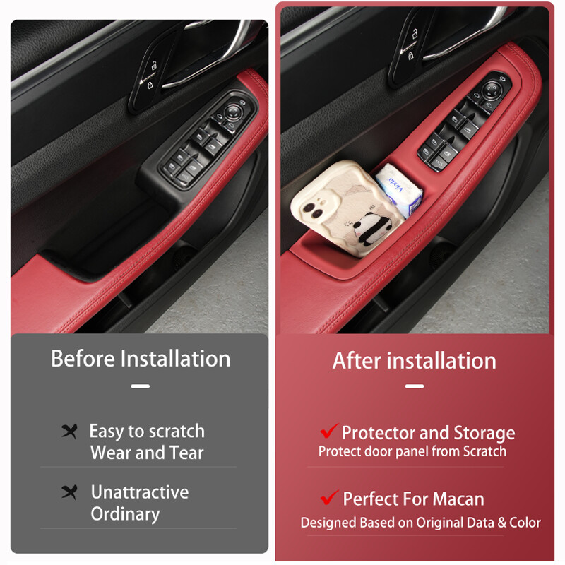 Za Porsche Macan LHD vrata automobila Unutarnja ručka Poklopac ploče Ručka na vratima Organizator za pohranu Zaštitne naljepnice Dodaci za interijer
