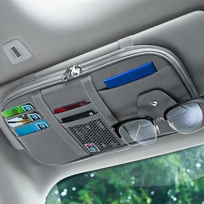 Prijenosna torba za pohranu od PU kože Krov automobila Organizator s patentnim zatvaračem s više džepova Mrežasta torba Torbica za kartice s olovkom Dodaci za automobil Naprava za interijer