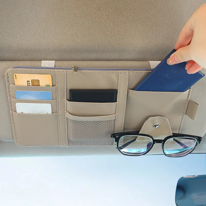 Prijenosna torba za pohranu od PU kože Krov automobila Organizator s patentnim zatvaračem s više džepova Mrežasta torba Torbica za kartice s olovkom Dodaci za automobil Naprava za interijer