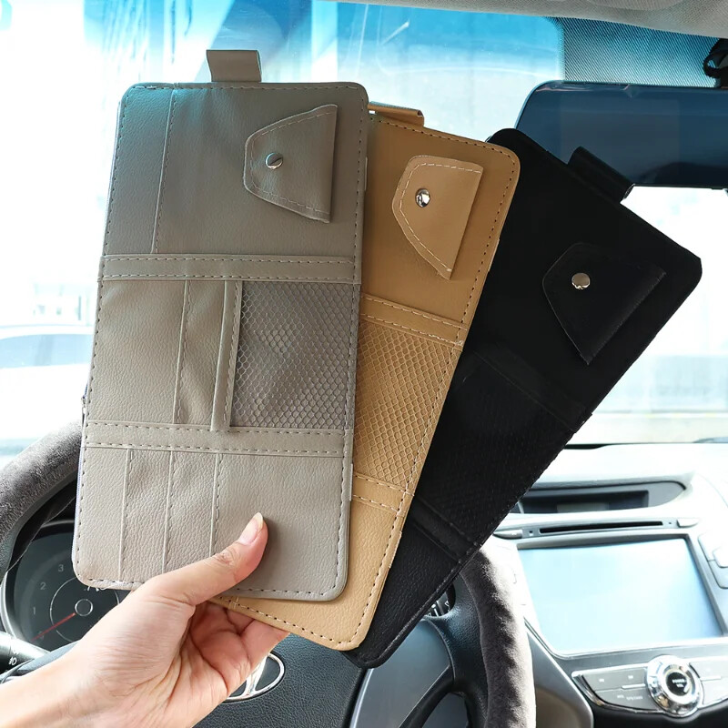 Prijenosna torba za pohranu od PU kože Krov automobila Organizator s patentnim zatvaračem s više džepova Mrežasta torba Torbica za kartice s olovkom Dodaci za automobil Naprava za interijer