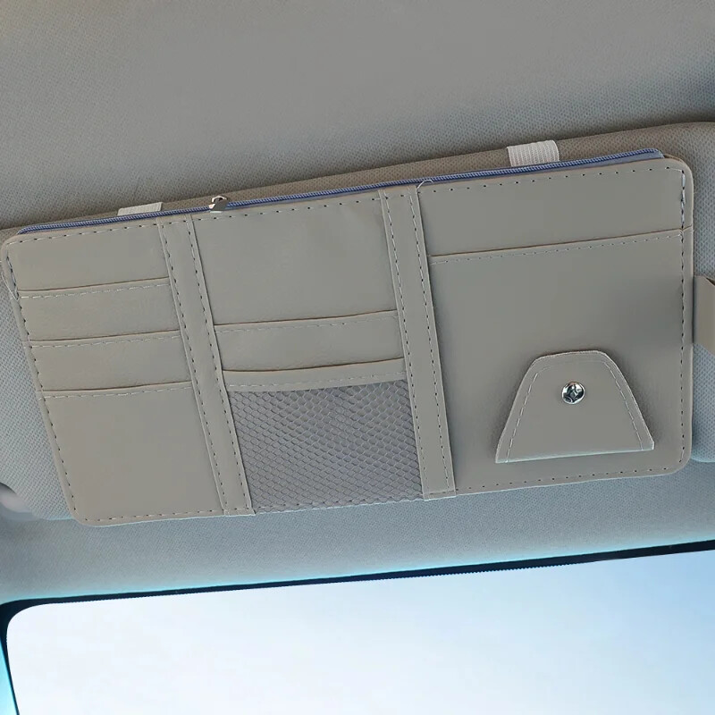 Prijenosna torba za pohranu od PU kože Krov automobila Organizator s patentnim zatvaračem s više džepova Mrežasta torba Torbica za kartice s olovkom Dodaci za automobil Naprava za interijer