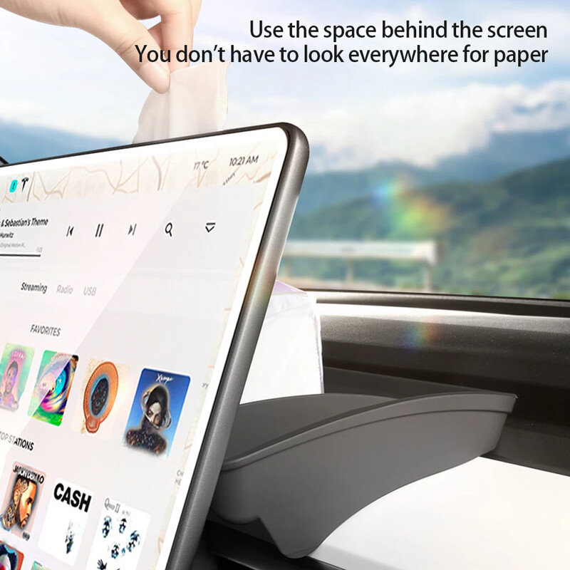 Prikladna kutija za organizatore za automobil Neklizajuća maramica zaslona središnje konzole Skrivena ETC kutija za pohranu Dodaci za Tesla Model 3 Model Y