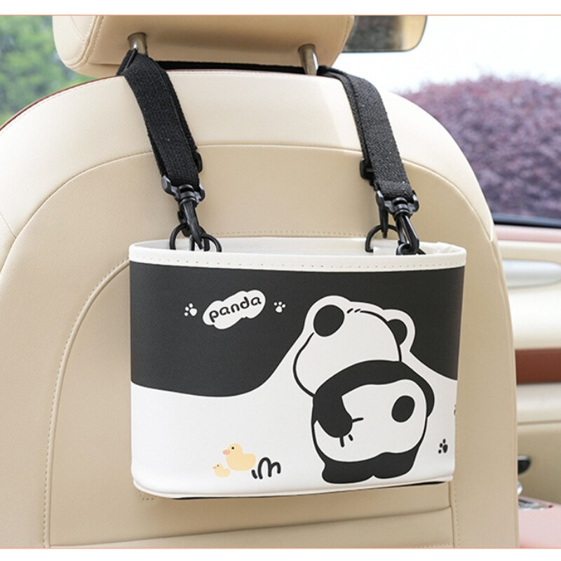 1 bucată geantă de depozitare pentru spate scaun auto Panda cutie de geanți de depozitare de mare capacitate, organizator drăguț pentru mașină, care economisește spațiu, gunoi portabil pentru telefoane