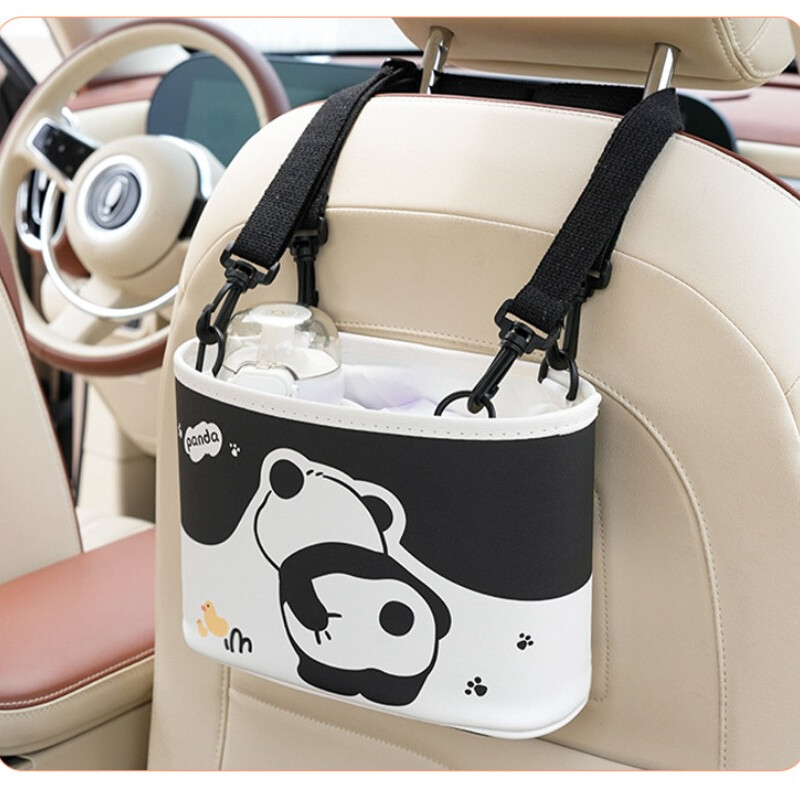 1 bucată geantă de depozitare pentru spate scaun auto Panda cutie de geanți de depozitare de mare capacitate, organizator drăguț pentru mașină, care economisește spațiu, gunoi portabil pentru telefoane