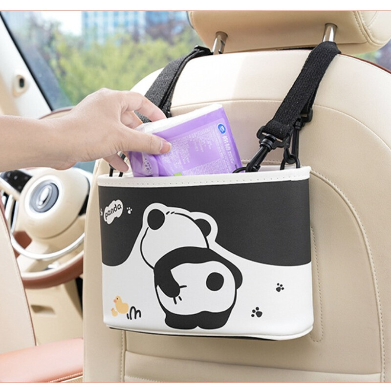 1 bucată geantă de depozitare pentru spate scaun auto Panda cutie de geanți de depozitare de mare capacitate, organizator drăguț pentru mașină, care economisește spațiu, gunoi portabil pentru telefoane
