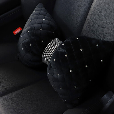 1PC Качествена диамантена възглавница за врата на автомобила със стрази Автоматична облегалка за глава Поддръжка на седалка Възглавници за кръста Кристални аксесоари за автомобилен интериор